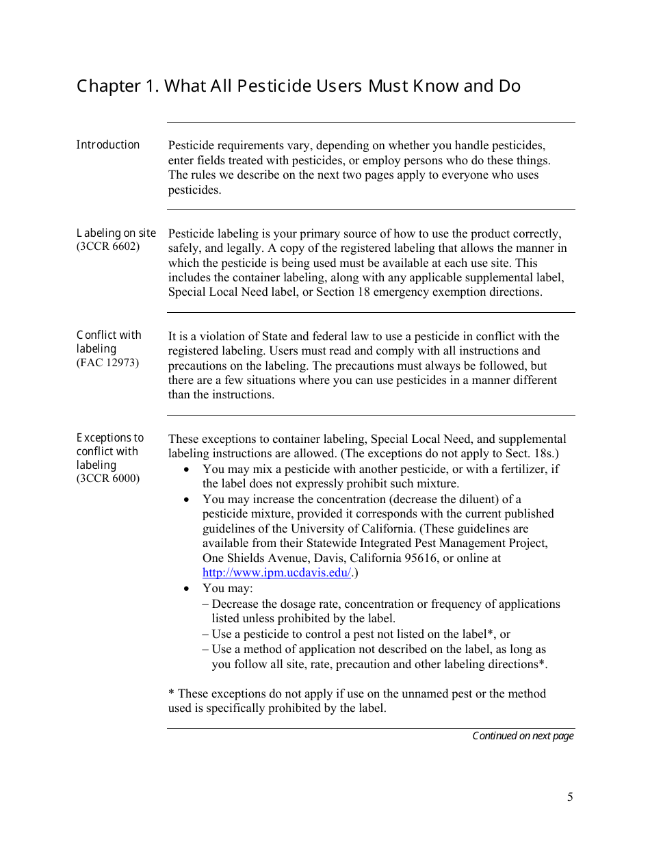 Pesticide Use Compliance Guide for Employers and Businesses - California, Page 5