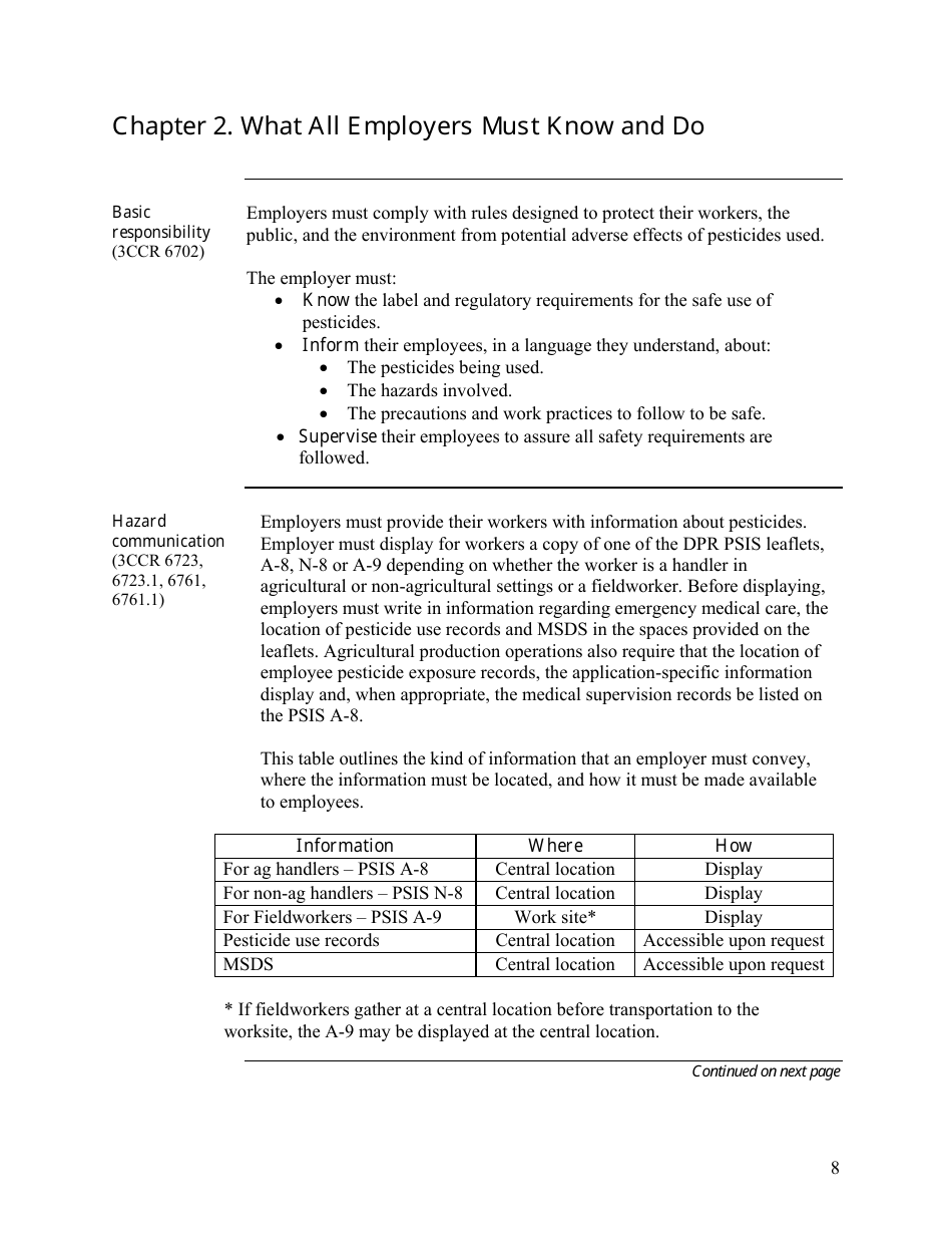 Pesticide Use Compliance Guide for Employers and Businesses - California, Page 8