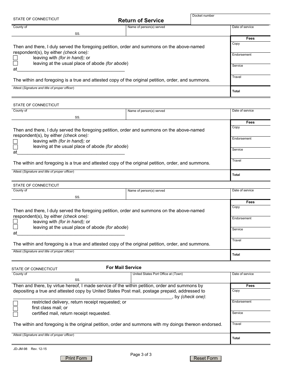 Form JD-JM-98 Petition: Neglected, Uncared-For, Abused Child / Youth - Connecticut, Page 3