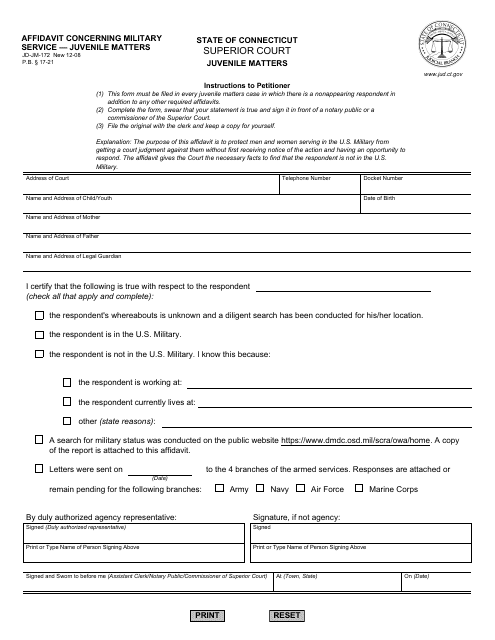 Form JD-FM-172  Printable Pdf