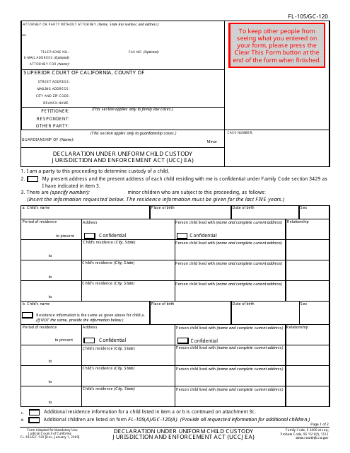 Form FL-105 (GC-120) Printable Pdf