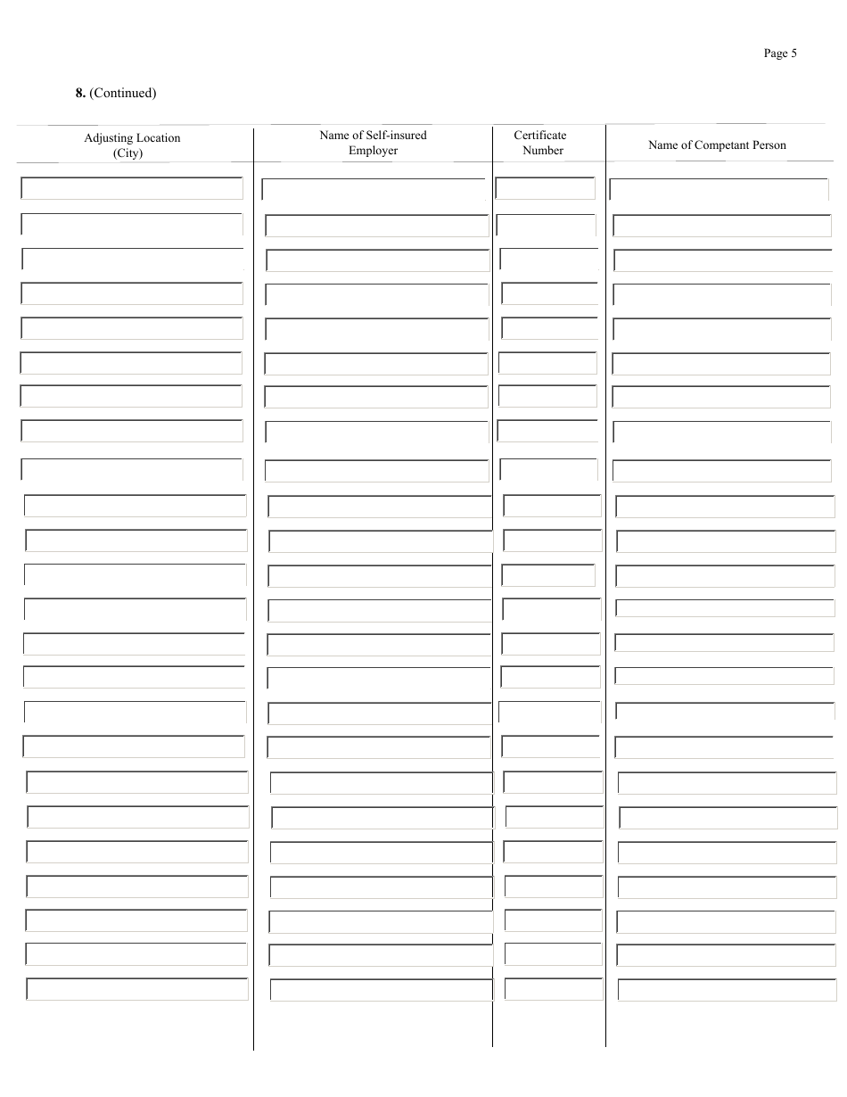 Form A4-50 Application for a Certificate of Consent to Administer Workers Compensation Self Insurance Claims - California, Page 5