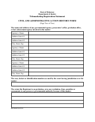 Civil and Administrative Action History Form - Telemarketing Registration Statement - Delaware, Page 2