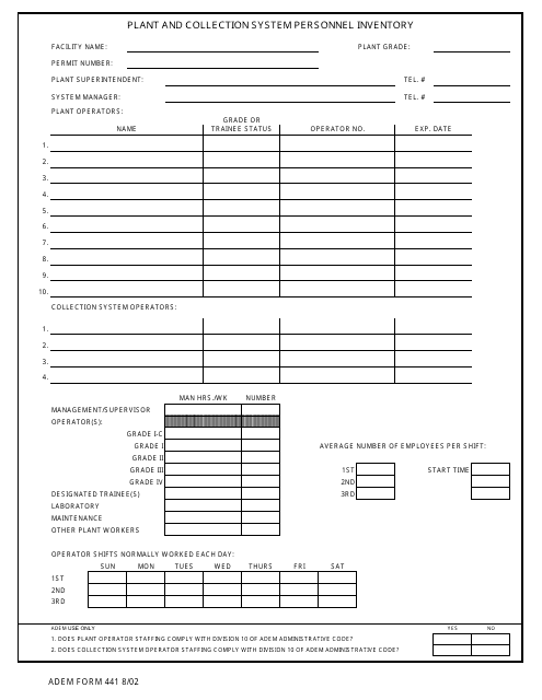 ADEM Form 441  Printable Pdf