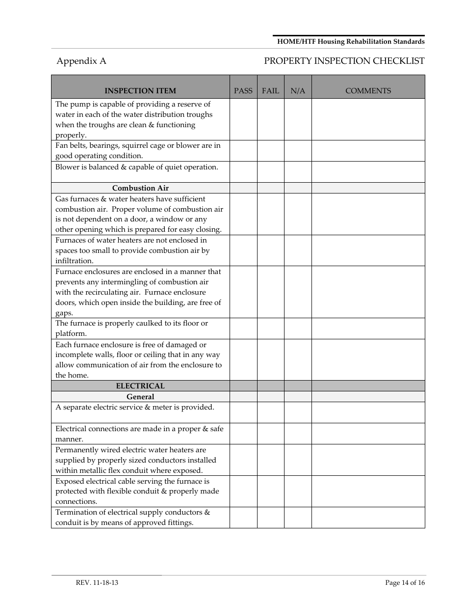 Appendix A Property Inspection Checklist Form - Arizona, Page 14