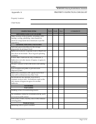 Appendix A Property Inspection Checklist Form - Arizona