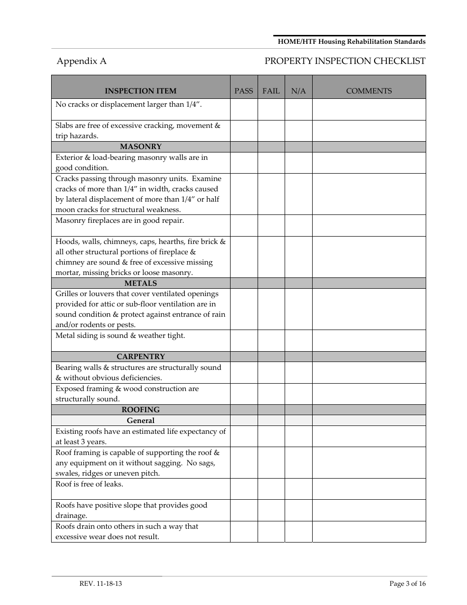 Appendix A Property Inspection Checklist Form - Arizona, Page 3