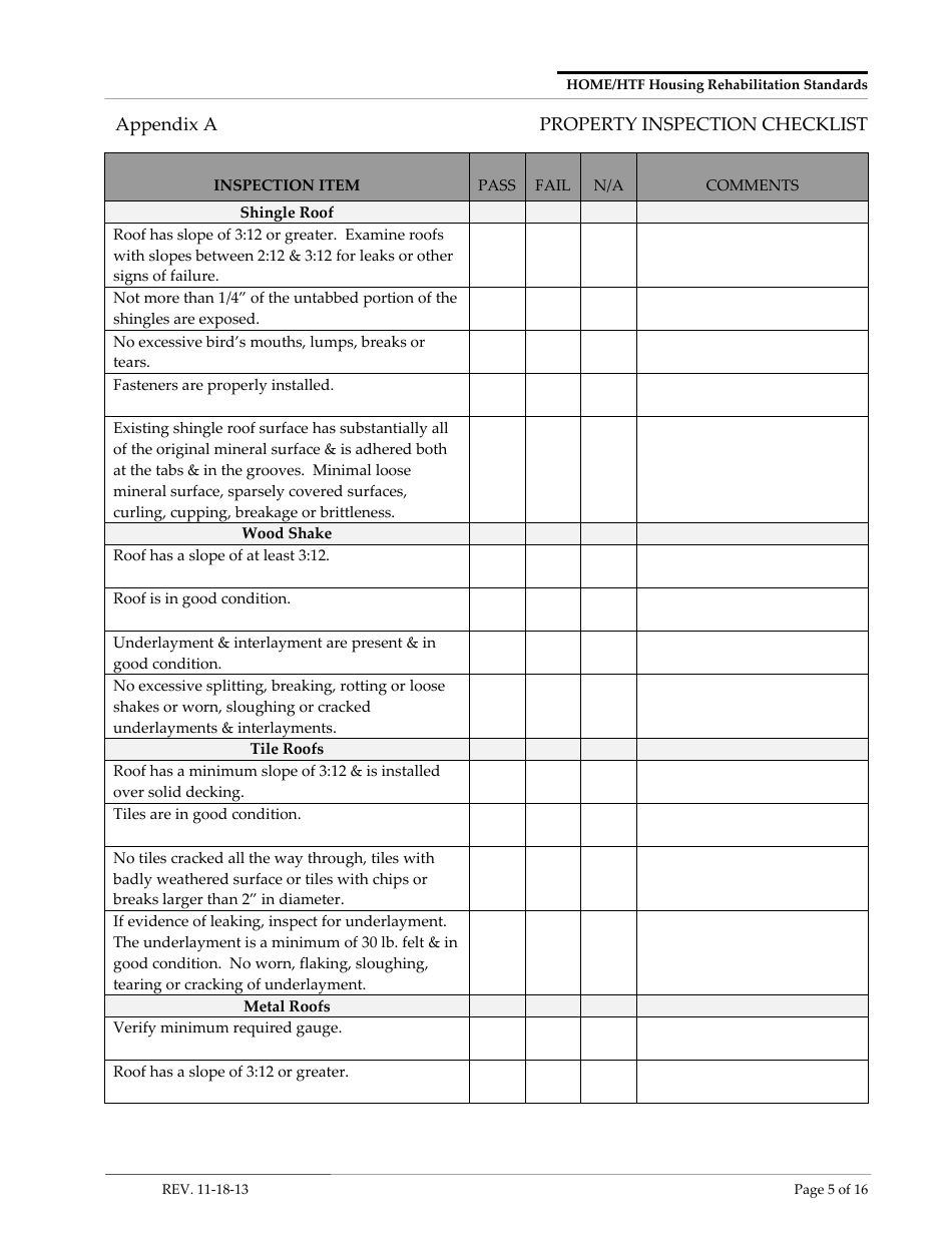 Appendix A Property Inspection Checklist Form - Arizona, Page 5