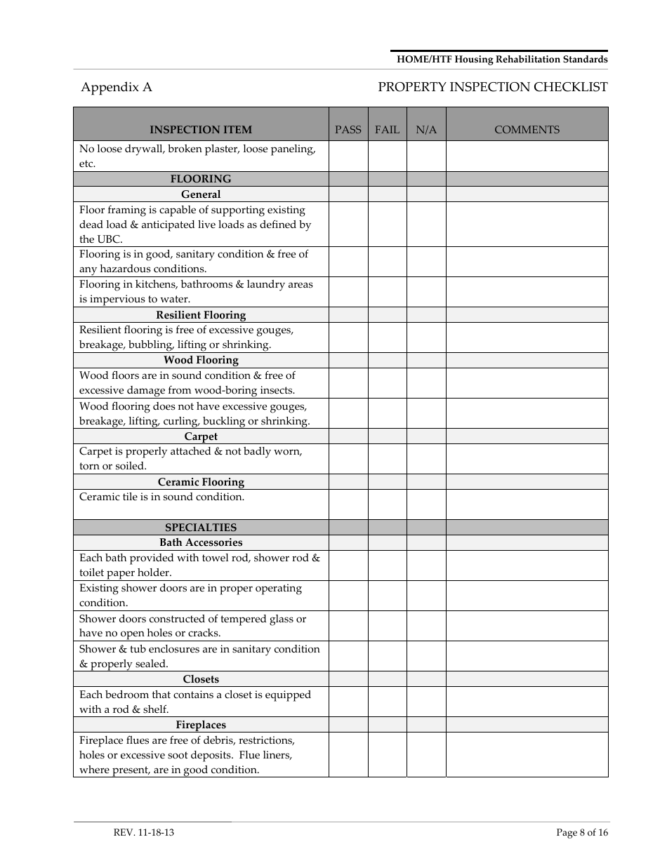 Appendix A Property Inspection Checklist Form - Arizona, Page 8