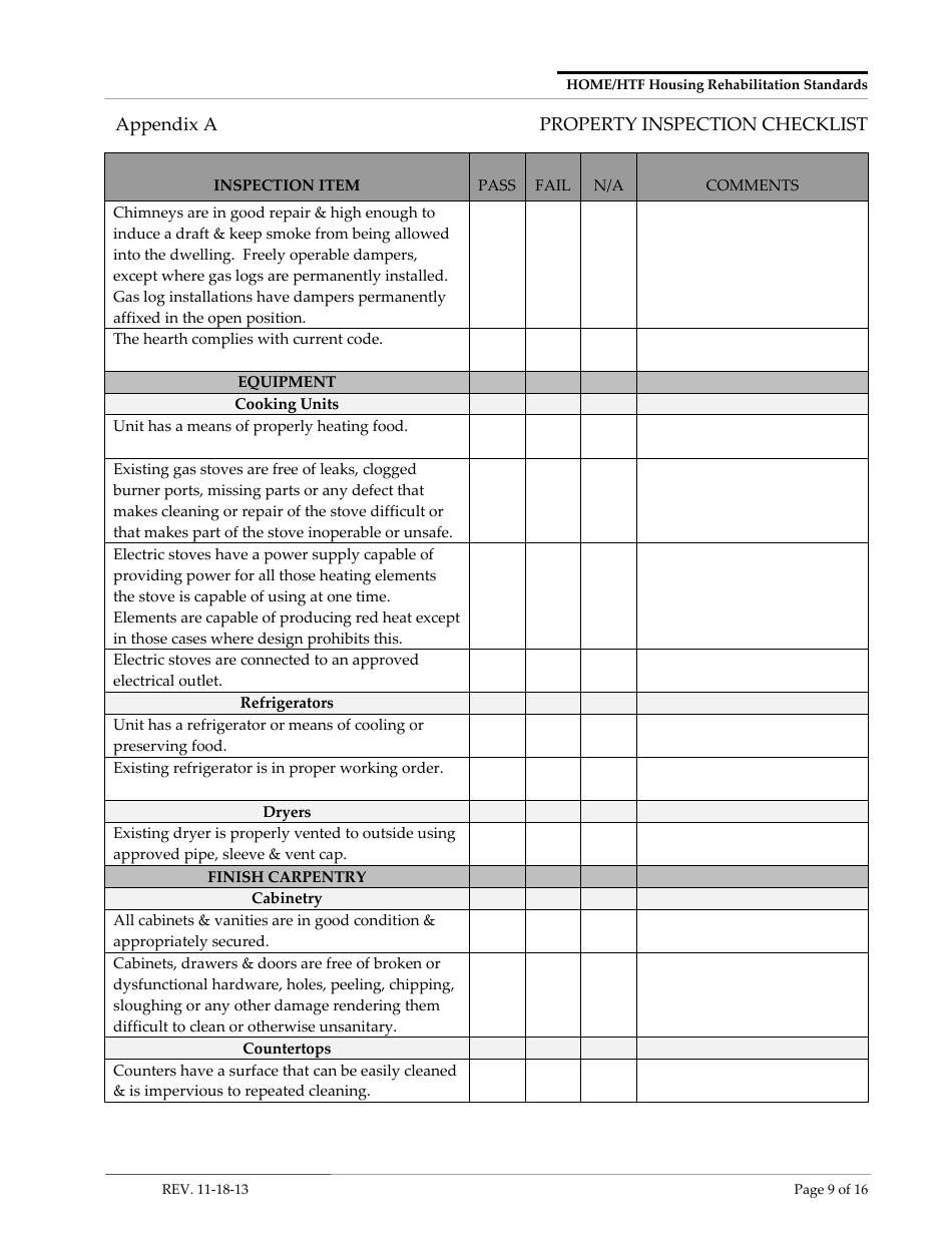 Appendix A Property Inspection Checklist Form - Arizona, Page 9