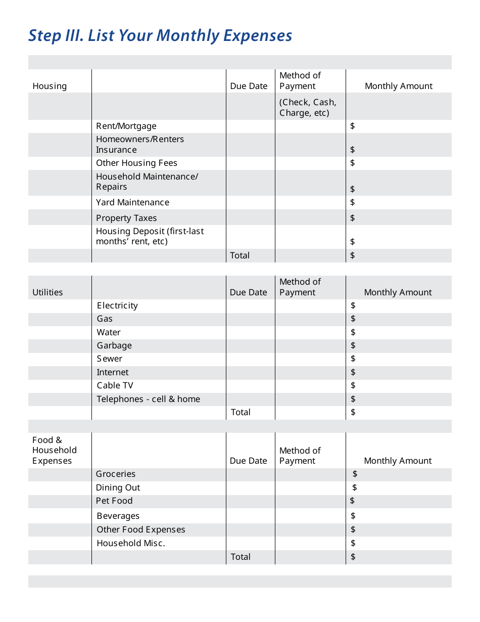 Budget Worksheet - California, Page 4