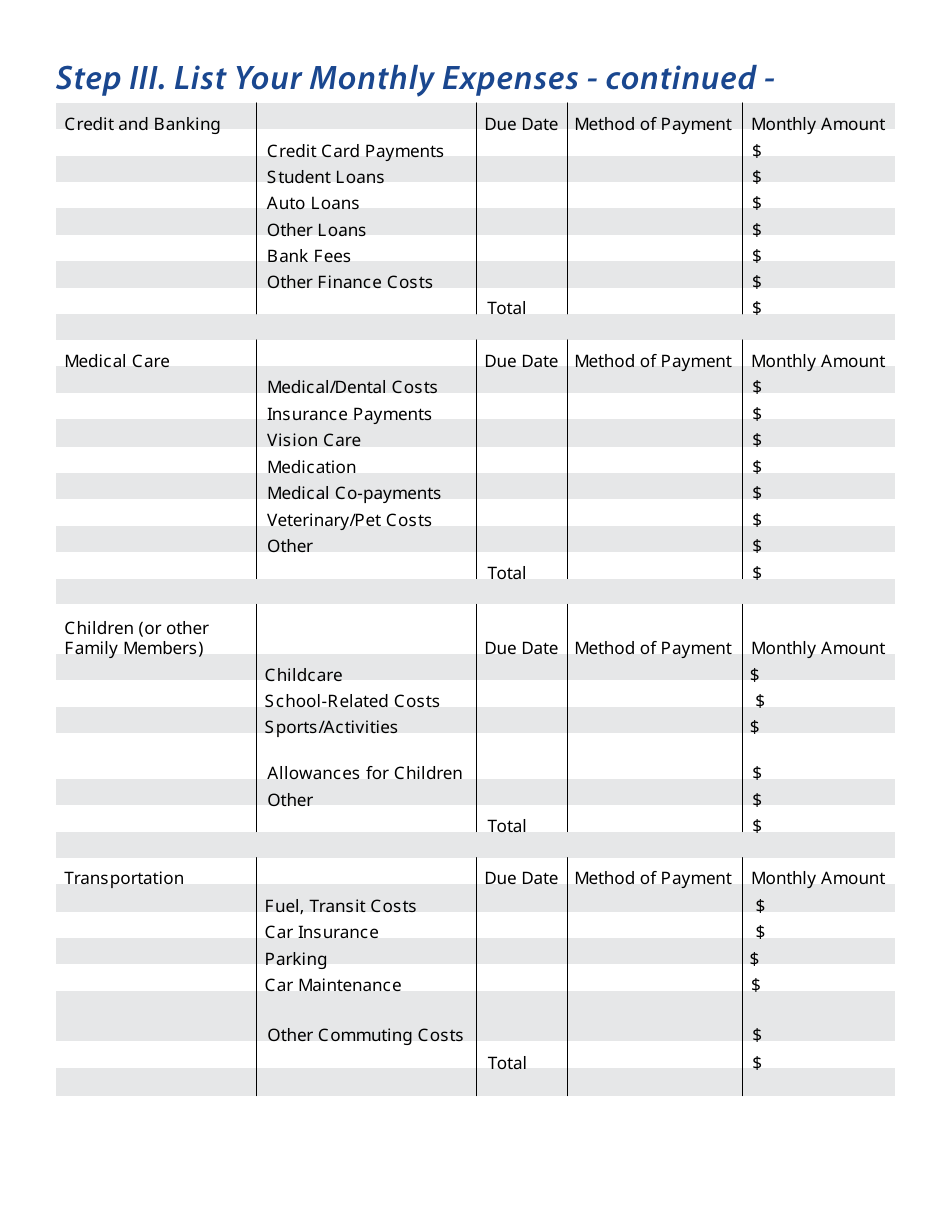 Budget Worksheet - California, Page 5