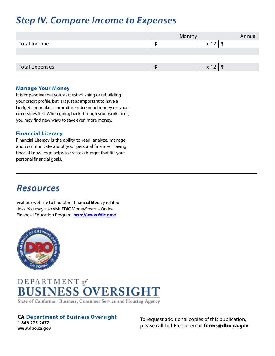 Budget Worksheet - California, Page 7