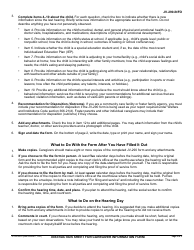 Instructions for Form JV-290 Caregiver Information Form - California, Page 2