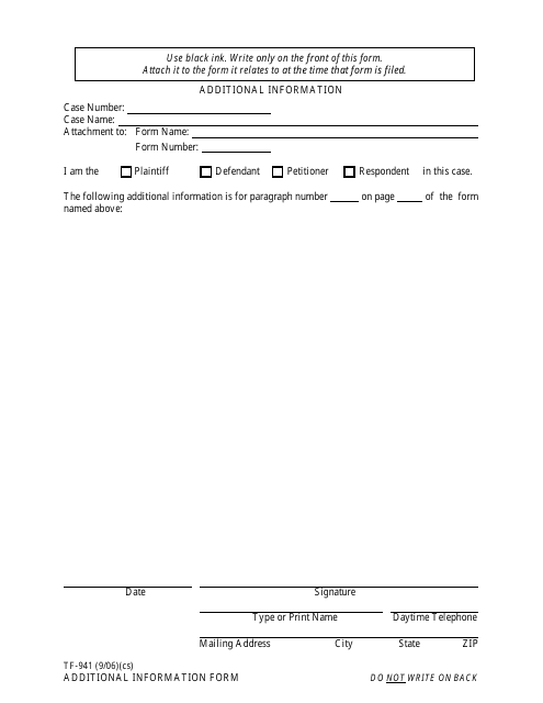 Form TF-941  Printable Pdf
