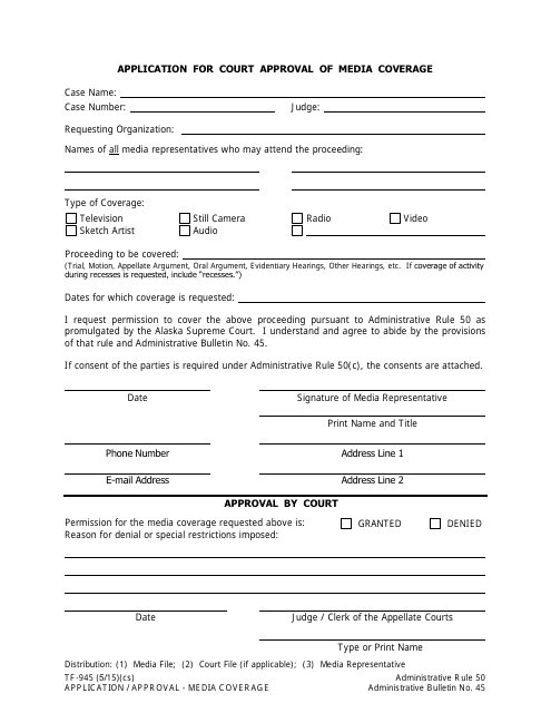 Form TF-945  Printable Pdf