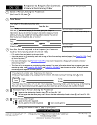 Document preview: Form DV-120 Response to Request for Domestic Violence Restraining Order - California