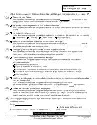 Formulario DV-108 S Solicitud De Orden: No Viajar Con Los Hijos - California (Spanish), Page 2