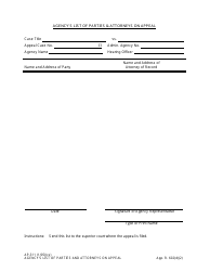 Document preview: Form AP-311 Agency's List of Parties & Attorneys on Appeal - Alaska