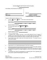 Form PG-615 Parent&#039;s Consent to Appointment of a Guardian - Alaska