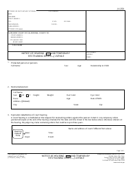Document preview: Form JV-250 Notice of Hearing and Temporary Restraining Order - Juvenile - California