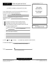 Document preview: Formulario JV-297 S Orden De Padre De Hecho - California (Spanish)