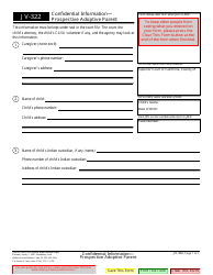 Document preview: Form JV-322 Confidential Information - Prospective Adoptive Parent - California