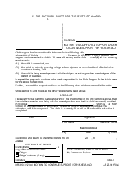 Document preview: Form DR-320 Motion to Modify Child Support Order to Continue Support for 18-year-Old - Alaska