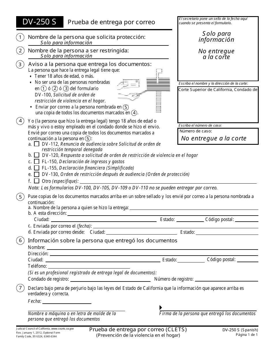 Formulario DV-250 S Download Printable PDF or Fill Online ...