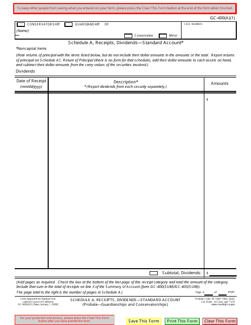Form GC-400(A)(1) Schedule A  Printable Pdf