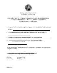 Form CR2E079 Dissociation or Resignation of Member, Manager From Florida or Foreign Limited Liability Company - Florida, Page 2