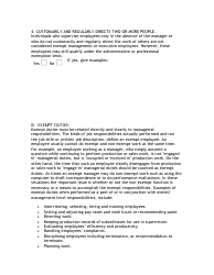 Worksheet to Help Determine Exempt/Non-exempt Status of Managerial or Executive Employees - Connecticut, Page 3