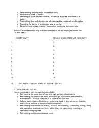 Worksheet to Help Determine Exempt/Non-exempt Status of Managerial or Executive Employees - Connecticut, Page 4