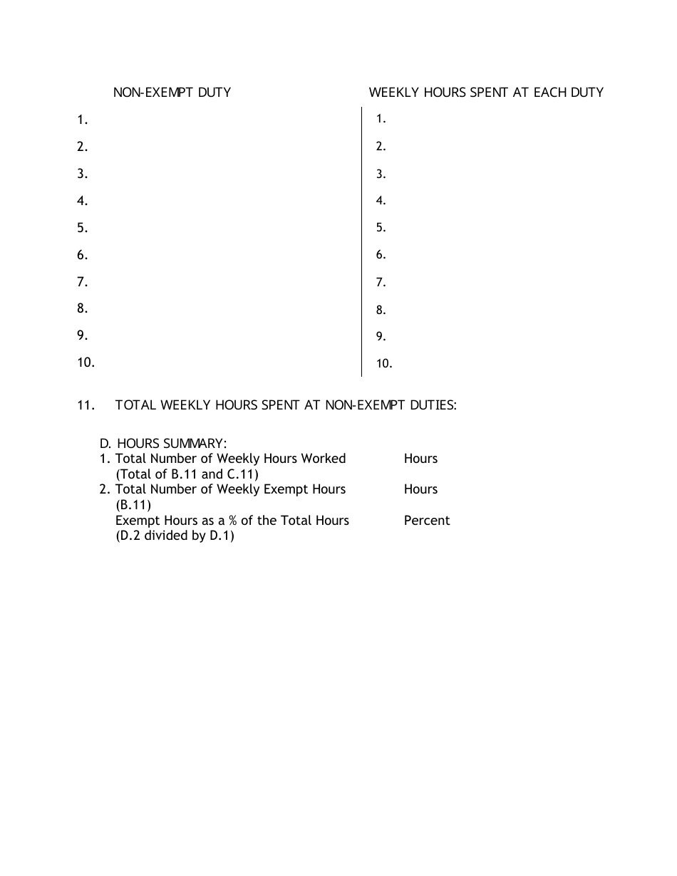 Worksheet to Help Determine Exempt / Non-exempt Status of Managerial or Executive Employees - Connecticut, Page 5