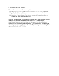 Worksheet to Help Determine Exempt/Non-exempt Status of Managerial or Executive Employees - Connecticut, Page 8