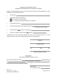 Document preview: Form P-440 Request for Certificate of Adoption or Termination of Parental Rights - Alaska