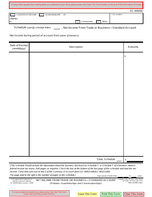 Form GC-400(NI)  Printable Pdf