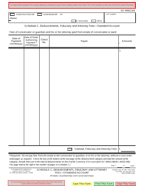 Form GC-400(C)(4) Schedule C  Printable Pdf