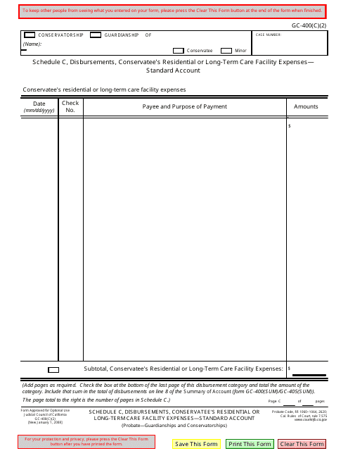 Form GC-400(C)(2) Schedule C  Printable Pdf
