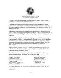 Form CR2E119 Statement of Correction for Florida or Foreign Limited Partnership or Limited Liability Limited Partnership - Florida