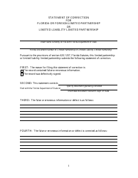 Form CR2E119 Statement of Correction for Florida or Foreign Limited Partnership or Limited Liability Limited Partnership - Florida, Page 3
