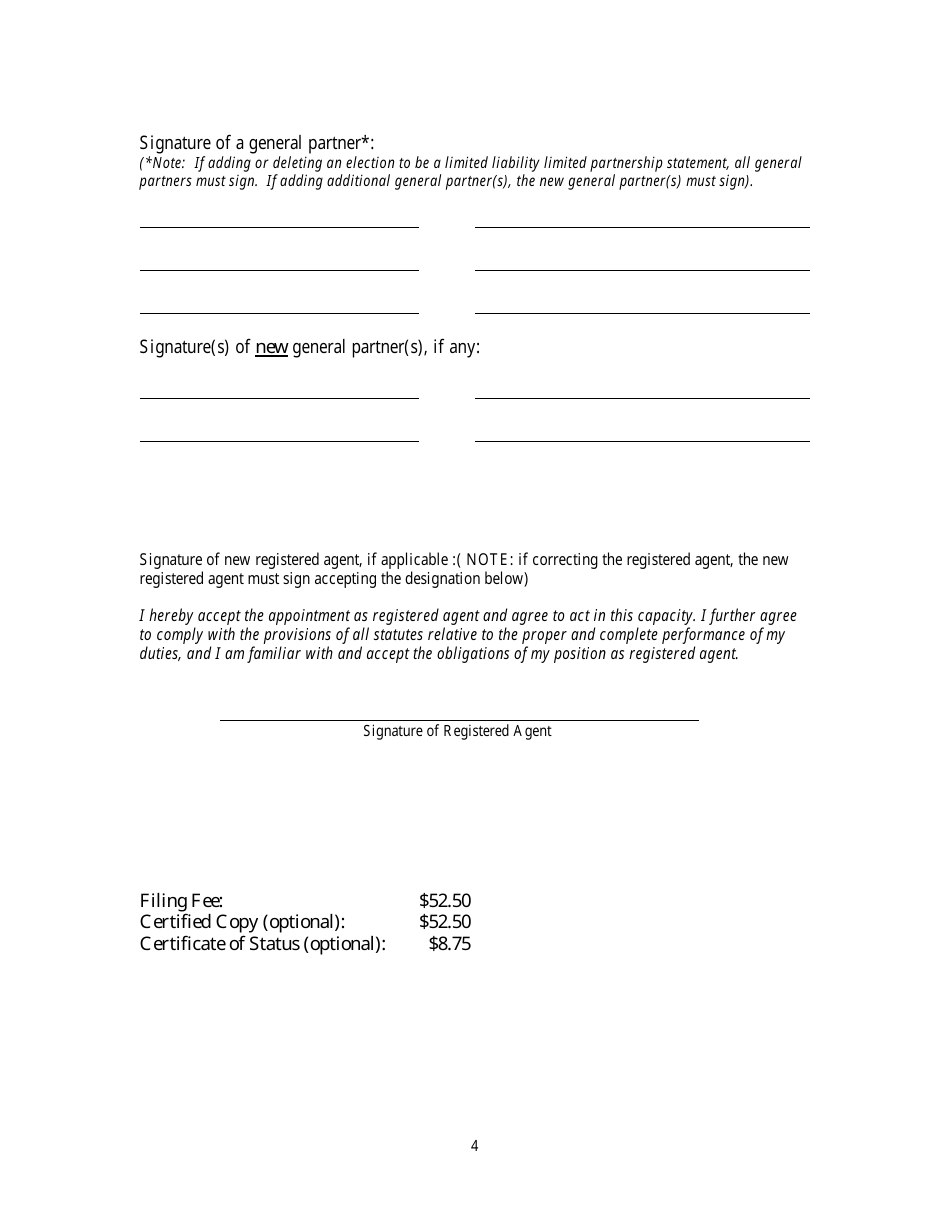 Form CR2E119 Statement of Correction for Florida or Foreign Limited Partnership or Limited Liability Limited Partnership - Florida, Page 4