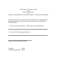 Form CR2E118 Statement of Dissociation for General Partner of Limited Partnership or Limited Liability Limited Partnership - Florida, Page 2