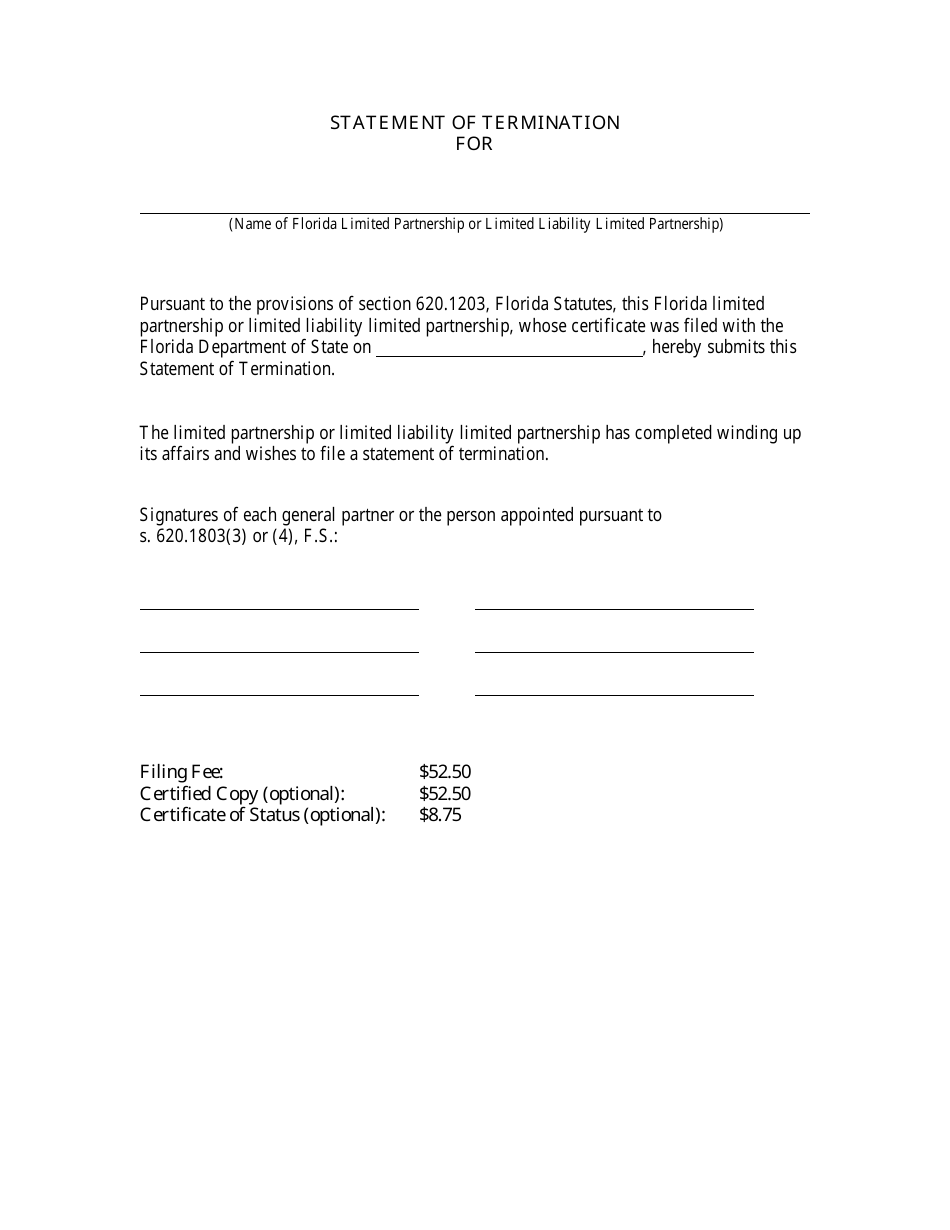 Form CR2E110 Statement of Termination for Florida Lp or Lllp - Florida, Page 3