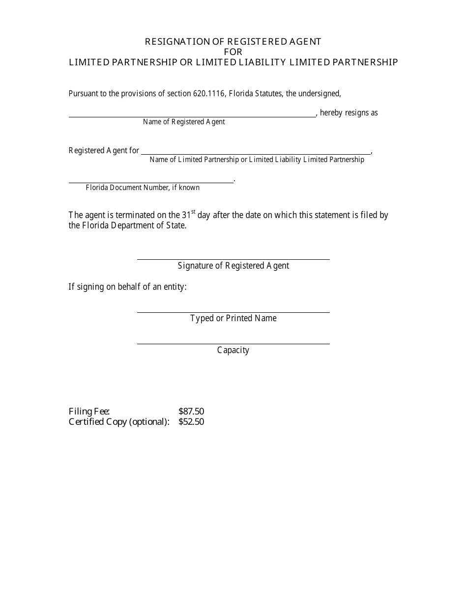 Form INHS16 Resignation of Registered Agent for Limited Partnership or Limited Liability Limited Partnership - Florida, Page 2