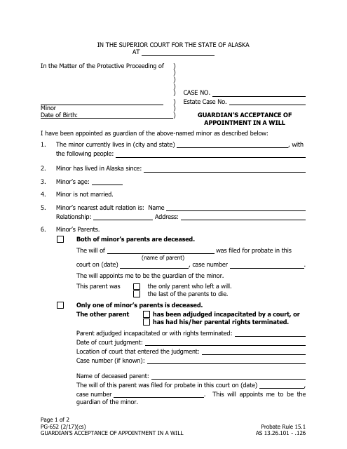 Form PG-652  Printable Pdf