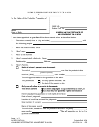 Form PG-652 Guardian&#039;s Acceptance of Appointment in a Will - Alaska