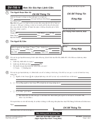 Document preview: Form DV-700 V Request to Renew Restraining Order - California (Vietnamese)