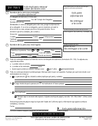 Document preview: Formulario DV-700 S Solicitud Para Renovar Orden De Restriccion - California (Spanish)