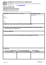 Document preview: Form STA-1-1.0 Application for Amended Registration - Foreign Statutory Trust - Connecticut